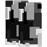 Gnhkmw Black White Grey Geometric Hand Towel Set of 2,Abstract Mid Century Checkered Art Bathroom Kitchen Hand Towel,Soft Absorbent Decorative Bathroom Kitchen Hotel Gym Yoga