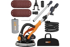 MAXXT Drywall Sander with Vacuum Dust Collection, Popcorn Ceiling Removal Tool, 6 Variable Speed Foldable Telescopic Electric