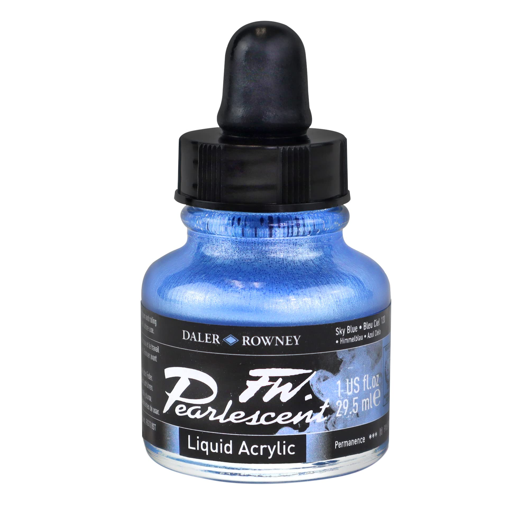 Daler-Rowney FW Acrylic Ink, Glass Bottle with Dropper, 1oz - 29.5 ml, Sky Blue