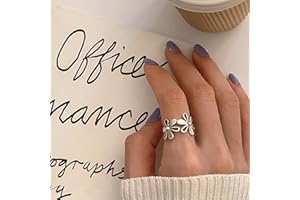 Daisy Flower 925 Sterling Silver Plated Adjustable Ring for Women | Expandable Wedding Statement Ring | Comfortable Dainty En