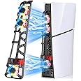 RGB Light Cooling Fan for PS5 Slim, Temperature Controlled Fan Speed, Smart Memory Start-Stop Function, USB 3.0 Hub, Efficient Quiet Fan for PS 5 Slim Disc & Digital