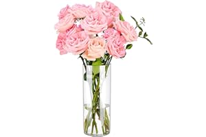 Guluto Flower Vases, Unbreakable Acrylic Vase, 4”W x 8''H Cylinder Vases for Flower, Modern Clear Vase for Floating Candle, W