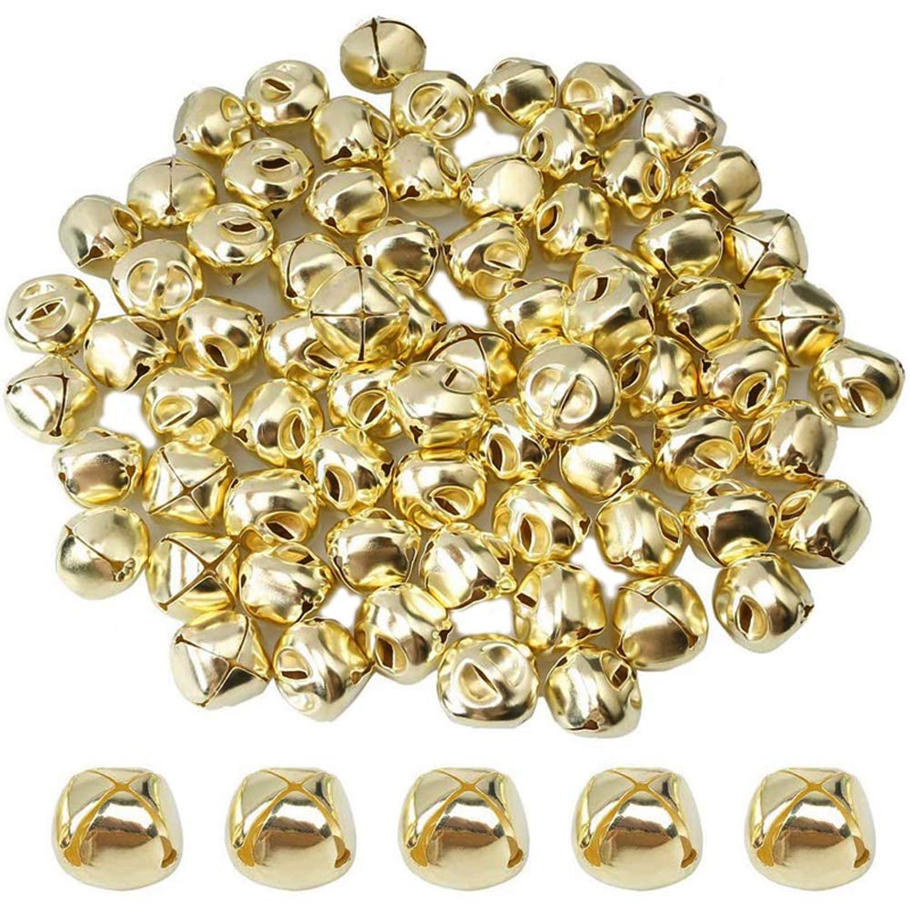 Moscare 100 Pieces 25mm Jingle Bells for DIY Crafts,Christmas Deco (Gold)
