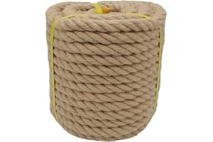 VEIZEDD 1OO% Natural Hemp Rope Twisted Thick Rope Manila Rope Jute Rope (100 ft 1 inch) for Craft, Dock, Decorative Landscaping, Tree Hanging Swing, Gardening,Tug of War Rope