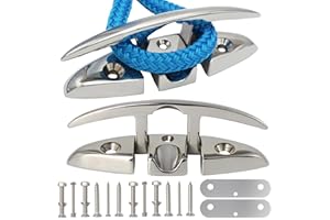 VEITHI 316 Stainless Steel Boat Folding Cleats Boat Dock Cleats 5/6/8.5 inch, Flip up Dock Cleat for Deck and Boat, Dock Cleats Folding Cleat Rope Cleat Boat Cleats with Fasteners (1,2,4,6 Pack)