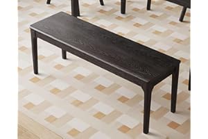MU RONG Dining Bench, Wood Bench Solid Oak Wooden Bench Indoor Dining Room Table Home Bedroom Bed End Restaurant Modern Hallway Furniture (Black, 43.3" W x 13.8" D x 17.7" H)