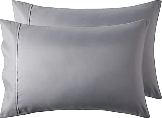 Bedsure Silver Grey Pillowcase Set - Standard Size (20x26 inches) Bed Pillow Cover - Brushed Microfiber, Wrinkle, Fade & Stain Resistant - Envelop Closure Pillow Case Set of 2OEKO-TEX STANDARD 100
