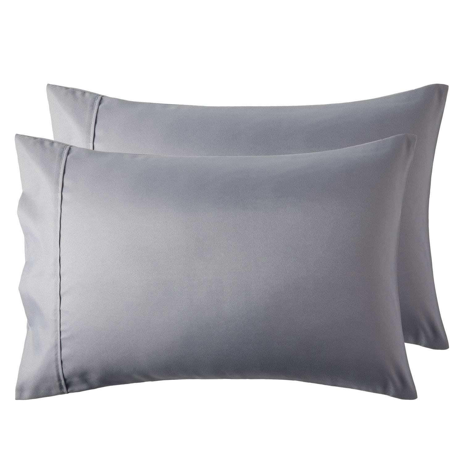 Bedsure Silver Grey Pillowcase Set - Standard Size (20x26 inches) Bed Pillow Cover - Brushed Microfiber, Wrinkle, Fade & Stain Resistant - Envelop Closure Pillow Case Set of 2