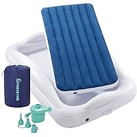 hiccapop Inflatable Toddler Travel Bed with Safety Bumpers [4-Sided] | Portable Toddler Bed for Kids | Toddler Air Mattress |