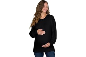 Eliana Exposed Seam Maternity Sweater with Stretch - Oversized Maternity Sweater - Maternity Sweatshirts