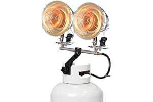 VEVOR Propane Tank Top Heater, 30000 BTU Rapid Heating 180-Degree Infrared Radiant Tank Top Gas Heater, 3 Heat Settings for I