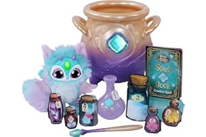 Cream Tea Magic Mixies Magical Misting Cauldron with Interactive 8 inch Blue Plush Toy and 50+ Sounds and Reactions, Multicolor
