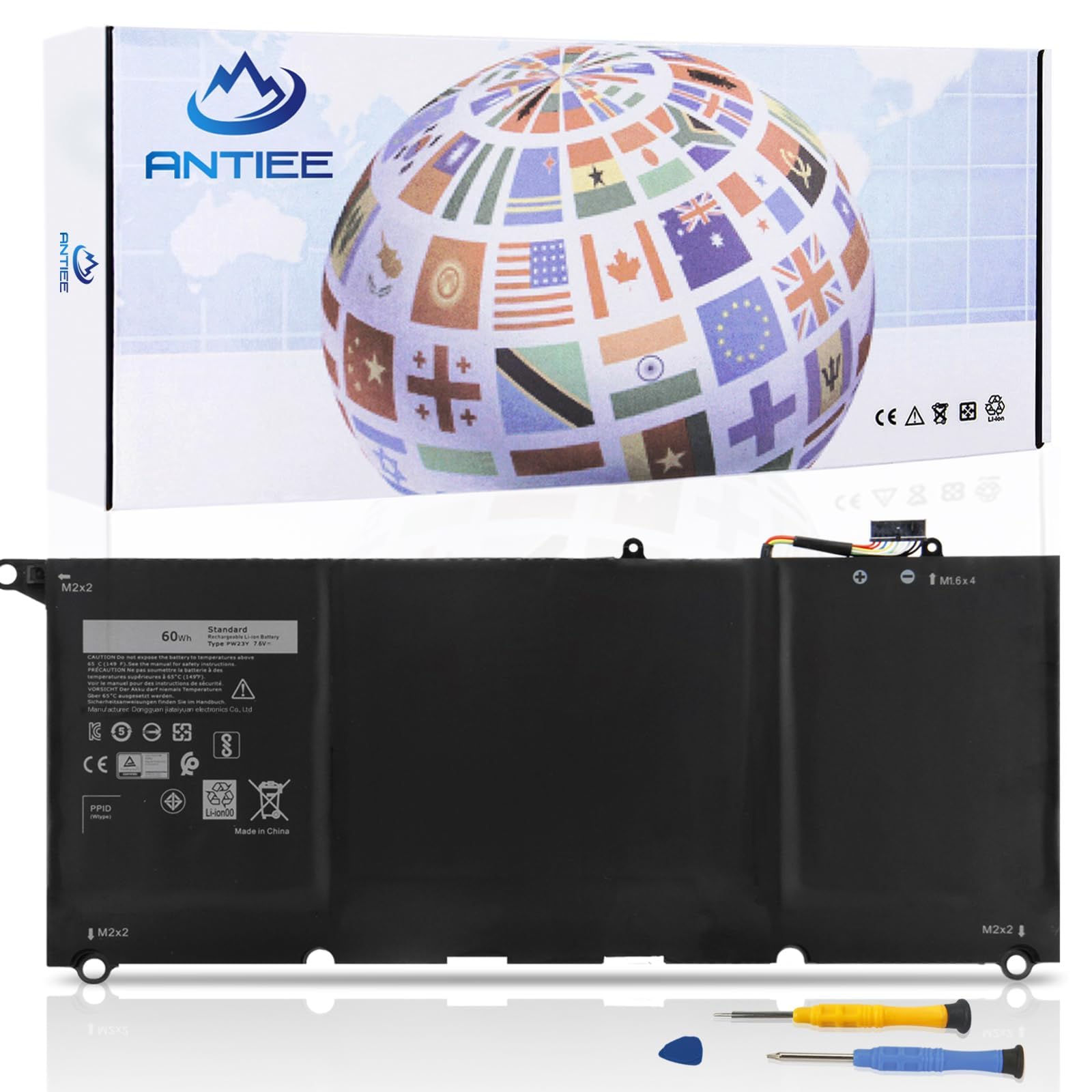 60Wh PW23Y Laptop Battery for Dell XPS 13 9360 XPS 13-9360-D1605G 13-9360-D1605T 13-9360-D1609 13-9360-D1609G 13-9360-D1705G Series TP1GT RNP72 0RNP72 0TP1GT Notebook by ANTIEE