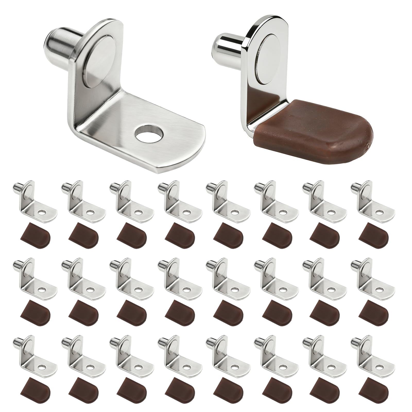 Photo 1 of 1/4 inch Shelf Pegs for Shelves Cabinet Shelf Support Ppegs Metal Shelving Pins for Bookshelf Furniture Kitchen Closet Heavy Duty Pegs Bracket for Sshelves in Cabinet L-Shaped Metal Shelf Clips 30Pcs