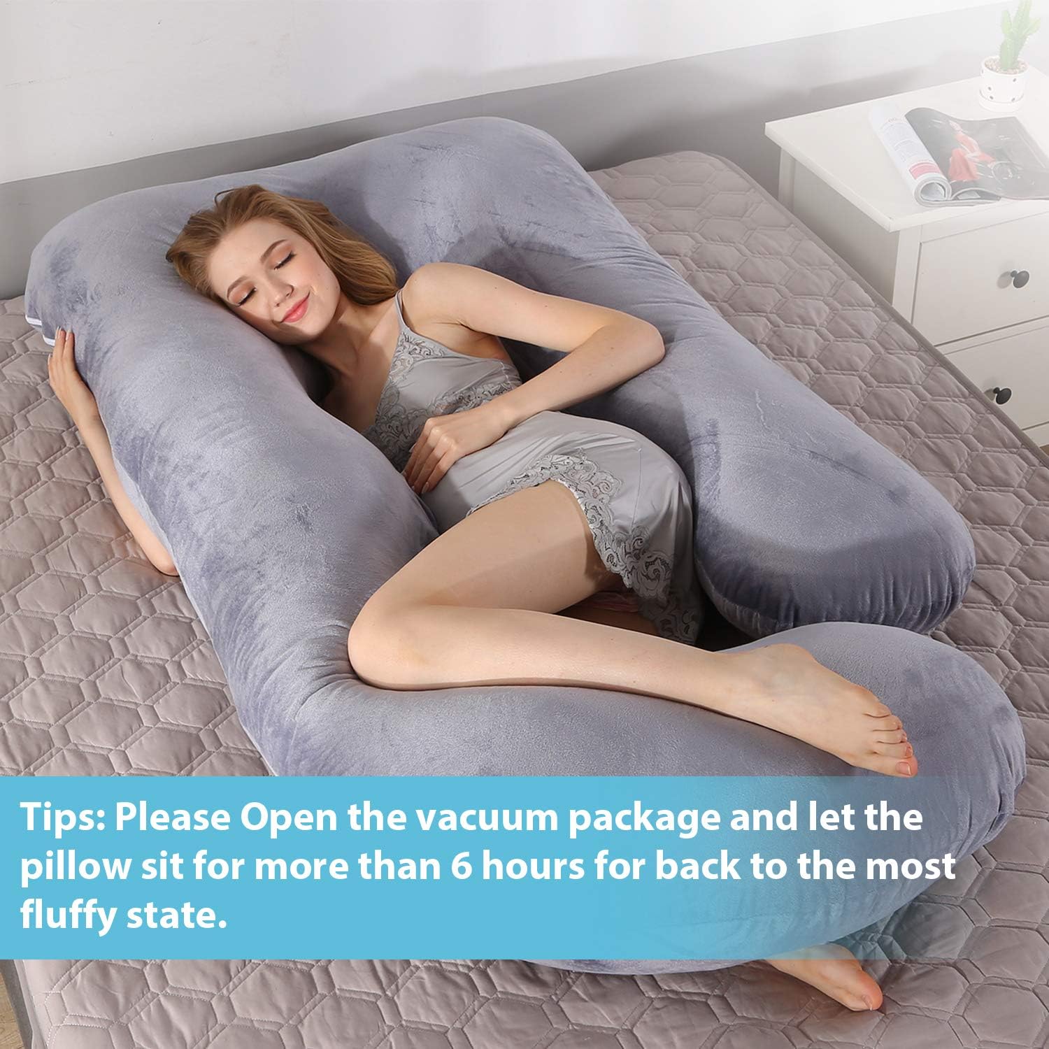 BATTOP Pregnancy Pillow Full Body Maternity Pillow for Pregnant Women with Washable Premium Cover for Back Belly Hips Legs (Velvet-Grey): Kitchen & Dining