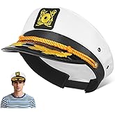 GALPADA Boat Captain Hat Adjustable Navy Cap Yacht Captain Cap Sailor Hat for Christmas Party Cosplay Costume Accessory
