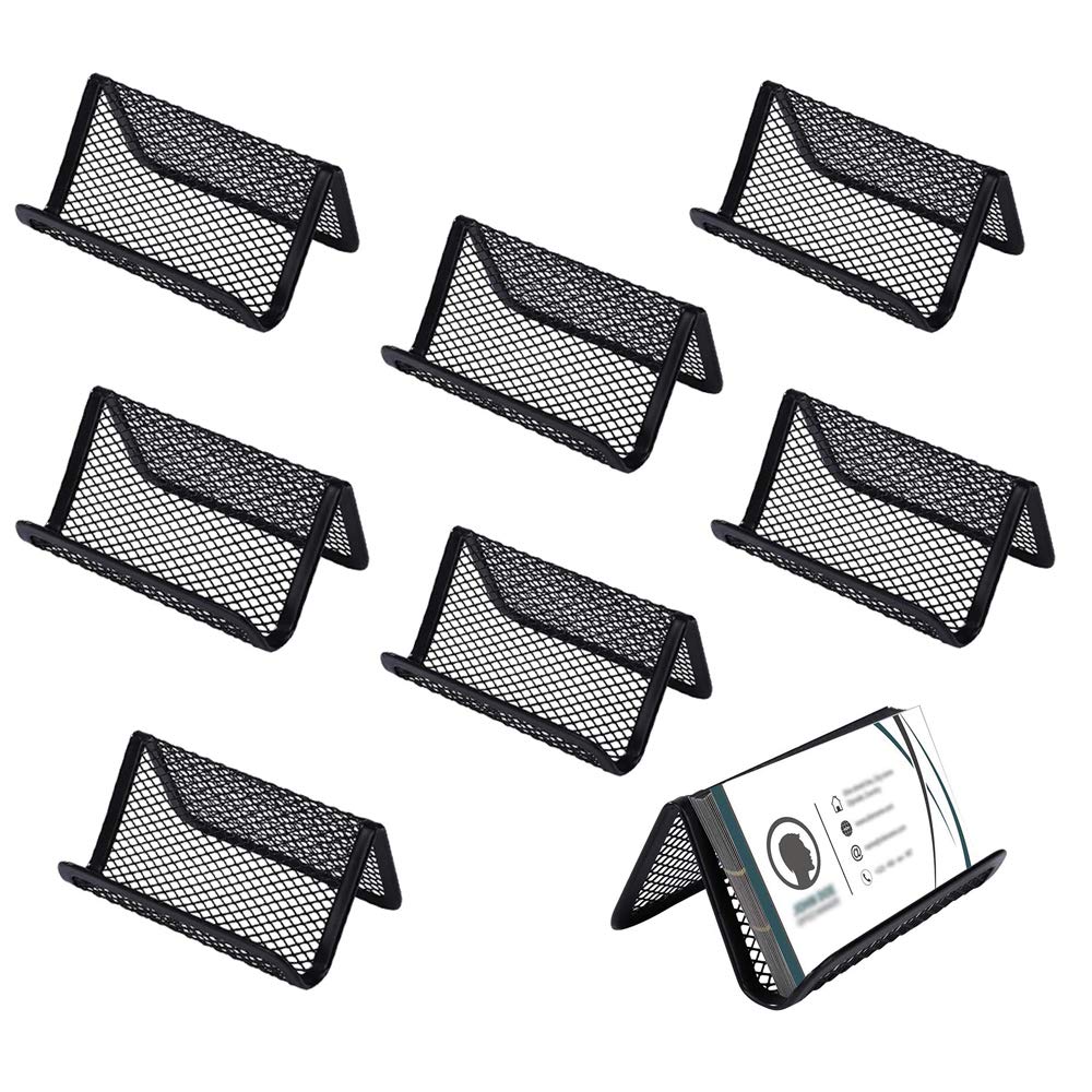 Dulau 8 Pieces Metal Business Card Holder, Iron Business Card Holder, Name Card Holder Stand for Desk Organizer, for Office Table Presentation Business Cards