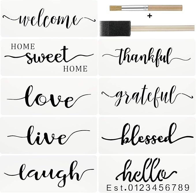 11 Pieces Inspirational Word Paint Stencils, Reusable Template Family