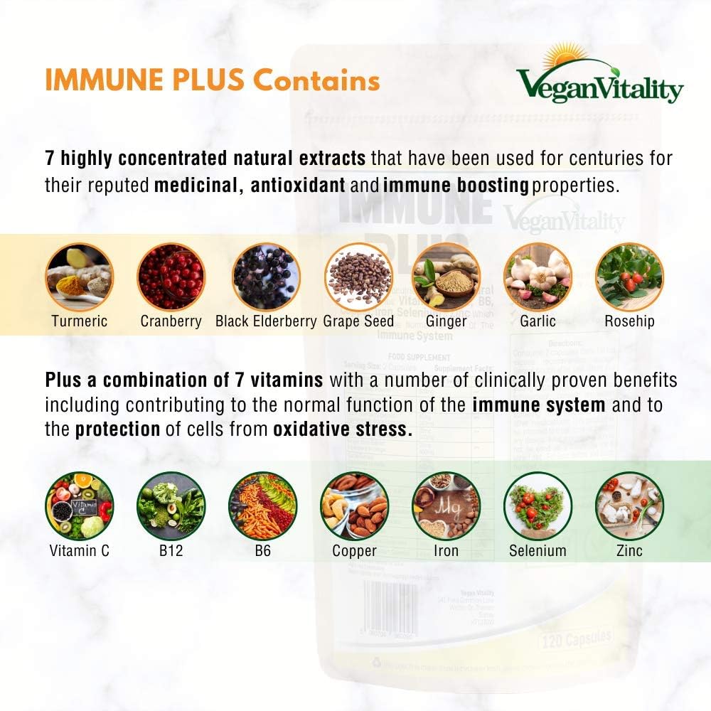 Immune System Booster Supplement, 120 Capsules with 14 Immune System Vitamins & Natural Extracts Including Vitamin C, Zinc - Image 4