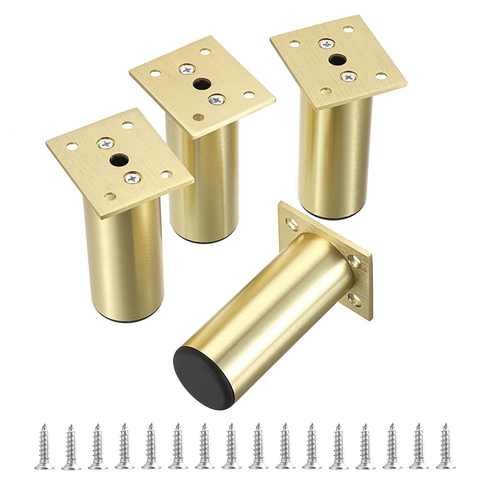 Photo 1 of BSTKEY 4Pcs 4 Inch Aluminum Alloy Furniture Cabinet Legs - Adjustable Replacement Legs for Furniture Cabinet Foot Legs Sofa Bed Desk Table Feet Support, Gold