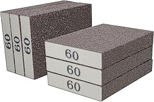 6 Pack 60 Grit Hand Sanding Block, Washable and Reusable Sanding Sponge Great for Pot Brush Pan Brush Sponge Brush Glasses Sa