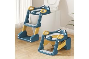 TuckInn Potty Training Seat, Toddler Toilet Seat for Little Boys Girls, Potty Training Toilet with Urinals, Toddler Step Stool Ladder and Splash Guard (Blue)