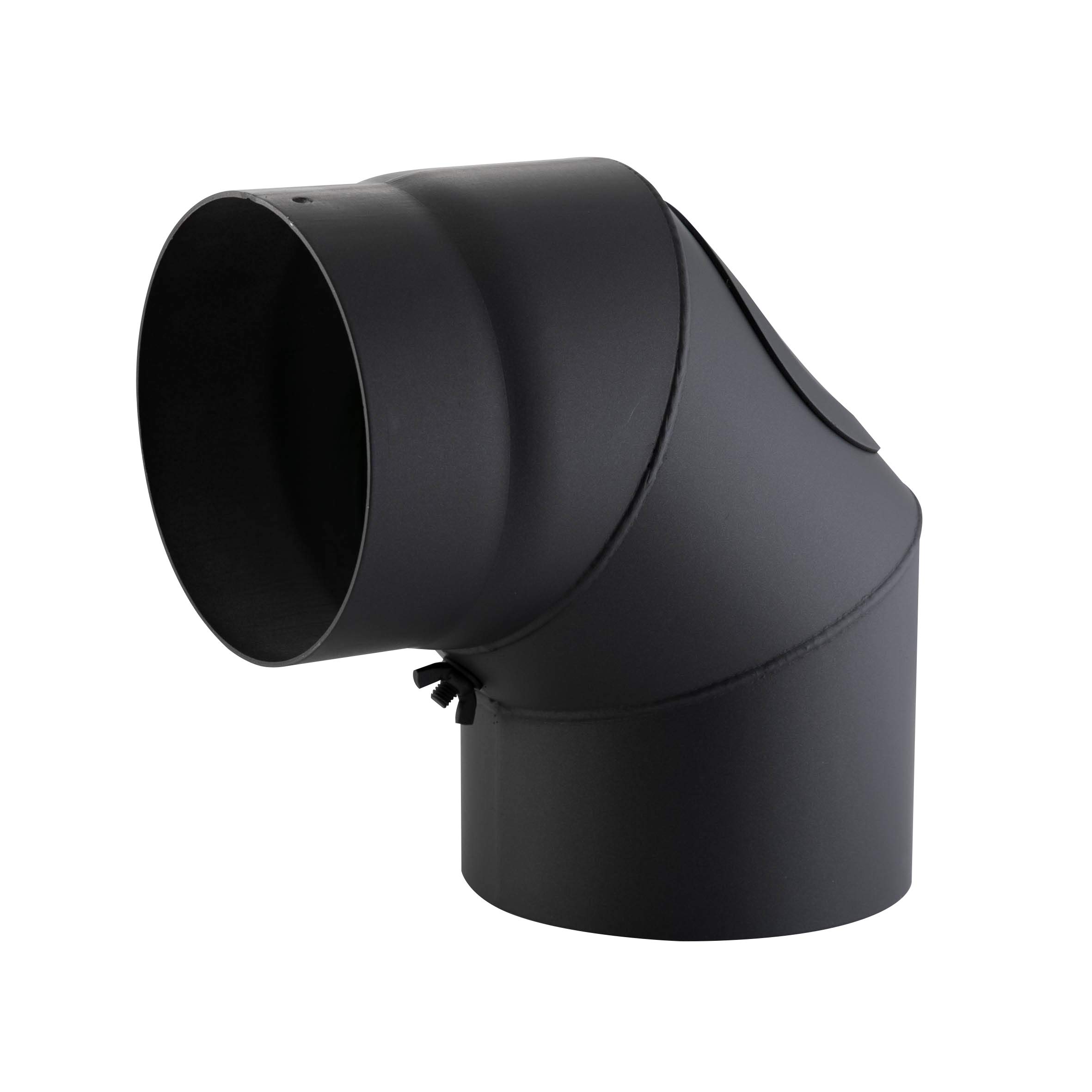 Kamino-Flam 90° Elbow Pipe Ø 150 mm, Steel Stove Pipe Elbow with Door, Elbow Chimney Pipe with Heat Resistant Senotherm Coating, Single Wall Flue Elbow with Door EN 1856-2 Standard, Black
