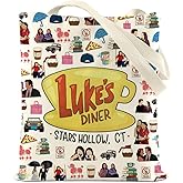 Gilmore Inspired Tote Bag for Women, TV Show Merchandise, TV Show Inspired Gifts for Fans, Friendship Gift for Friends, Bestie, Reusable Canvas Cute Shoulder Bag for Shopping, Grocery, Work, Book