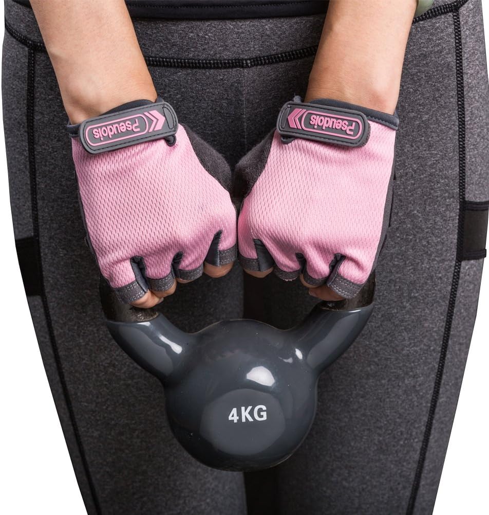 Pseudois Padded Anti-Slip Womenโs Power Weight Lifting Gloves for Gym Workout, Crossfit, Weightlifting, Powerlifting, and RunningโPair