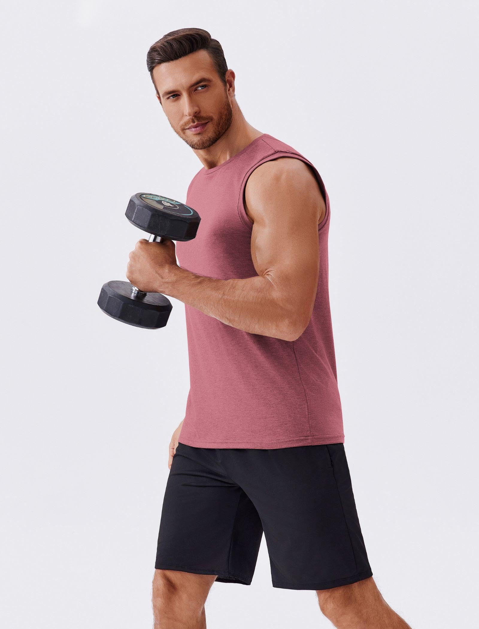 PINSPARK Men's 3 Pack Workout Tank Tops Gym Sleeveless Shirts Quick Dry Training Muscle Shirts for Men