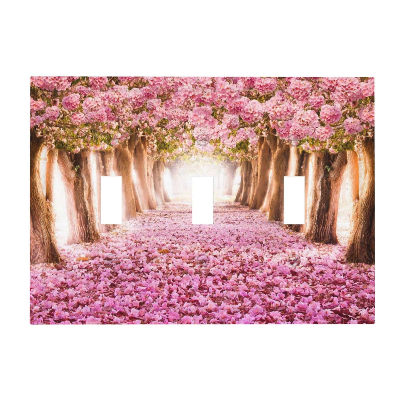 Romantic Pink Cherry Forest 3 Gang Light Switch