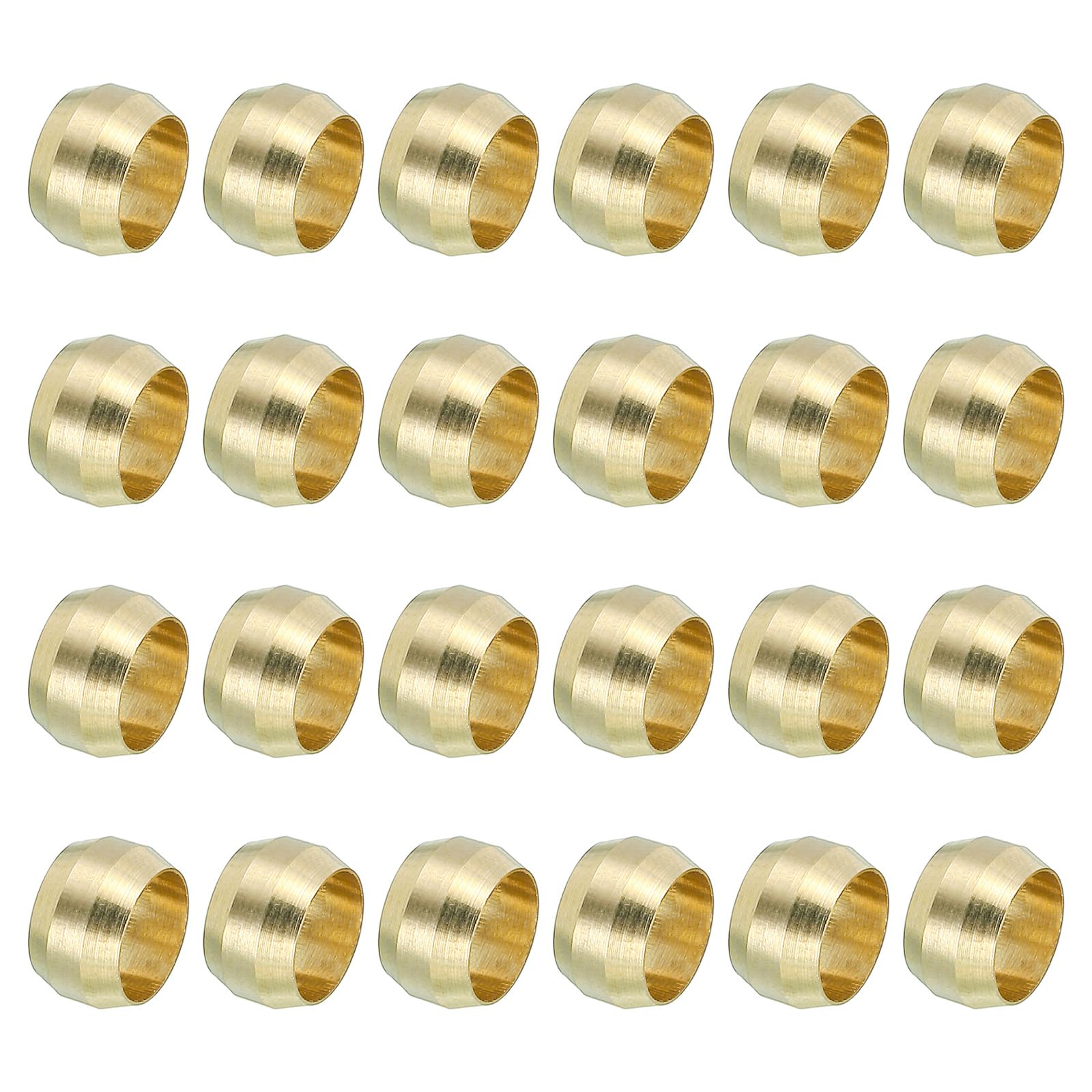 PATIKIL 6mm ID Compression Sleeve Ferrules, 24 Pack Brass Sleeve Ferrules Compression Fitting Assortment Kit for Water Oil Air Pipe