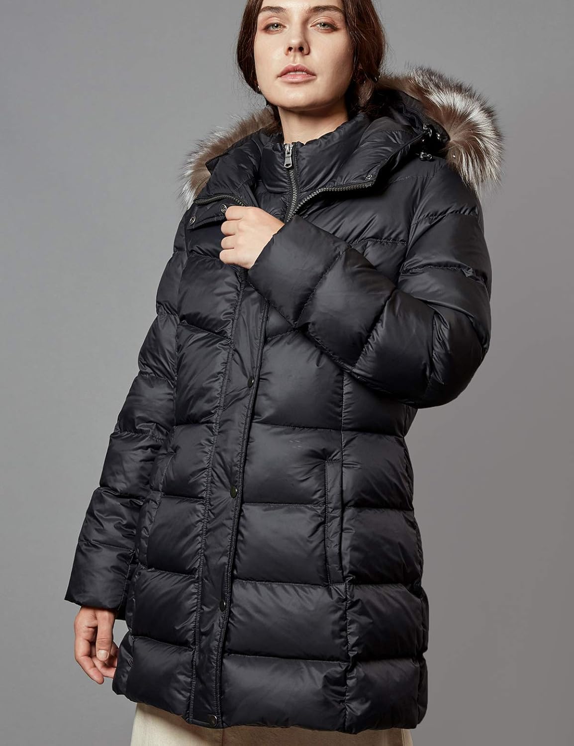 down coat with real fur