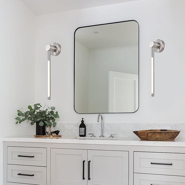PENDRION 20 INCH BRUSHED NICKEL MODERN LED WALL SCONCE INDOOR WALL LIGHTS CONTEMPORARY BATHROOM VANITY LIGHT FIXTURE WALL MOUNT LAMP 15W 5CCT DIMMABLE LED WALL LIGHTING FOR CORRIDOR GALLERY HOUSE