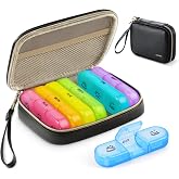 AUVON Weekly Pill Organizer 3 Times a Day with A PU Leather Bag, BPA-Free | Large Pill Box 7 Day, Protabel Travel Pill Case, Daily Pill Box 3 Times a Day for Vitamins, Fish Oils, Supplements