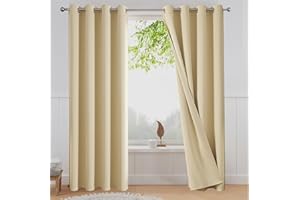 BUHUA Room Darkening Curtains Thermal Insulated Grommet Window Curtains/Drapes for Bedroom and Living Room(2 Panels Set, 52x84 inch, Beige)