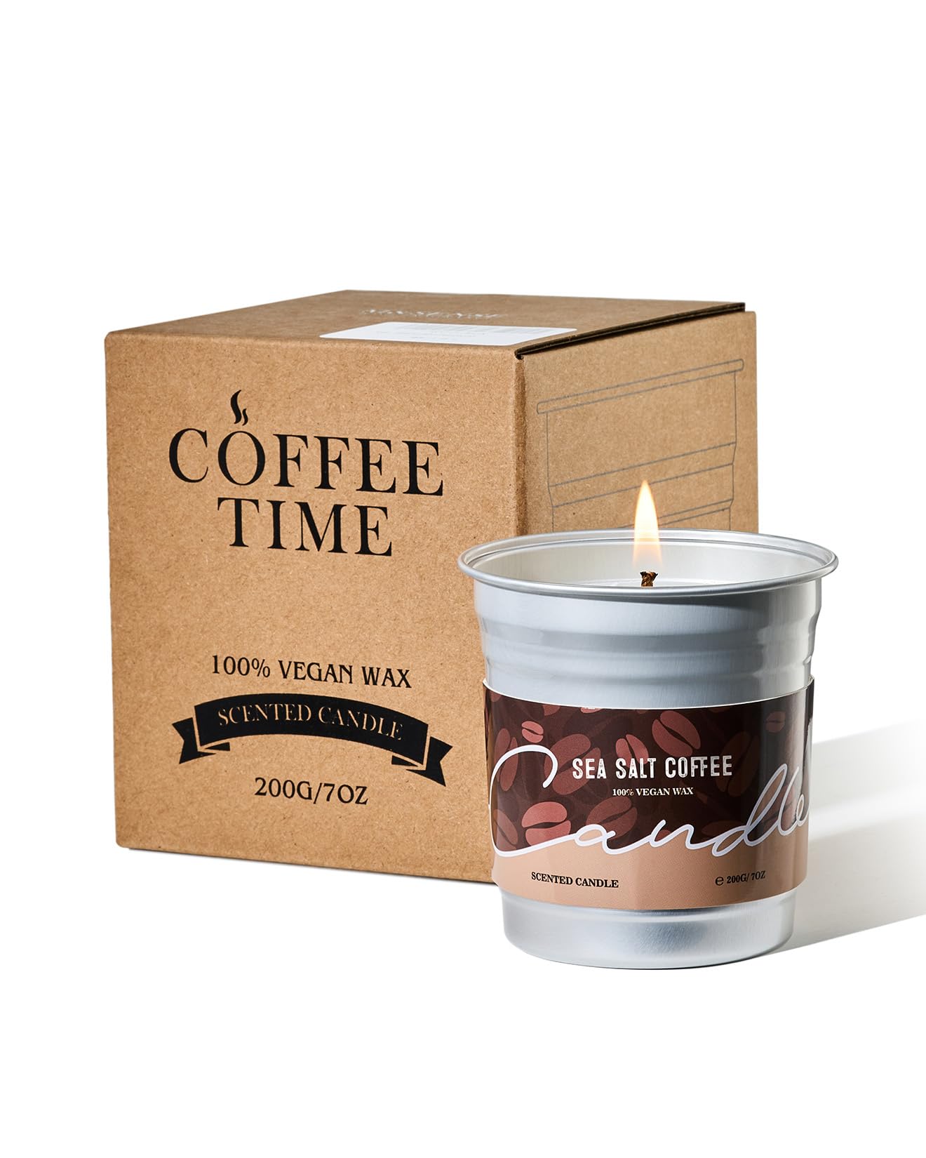 M&SENSE Vegan Soy Wax Candle, Sea Salt Coffee