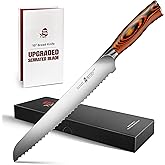 TUO Bread Knife, 10 inch Upgraded Serrated Knife for Homemade Sourdough Bread, High Carbon German Steel with Pakkawood Handle, Gift Box - Fiery Phoenix Series