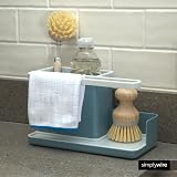 simplywire Sink Tidy/Caddy Kitchen Organizer Teal White Removable Drip Tray view 6