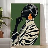African American Wall Art Fashion Black Girl Canvas Black People Paintings Wall Decor Modern Afrocentric Artwork African People Aesthetic Posters for Living Room Bedroom 16x24inch No Frame