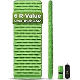 ATEPA ThermAir Backpacking Inflatable Sleeping Pad, 6 R-Value Insulated Ultralight Portable Camping Pad Sleeping Mat with 7 Layers & Storage Bag for Camping Backpacking Tent, Wide Long Size (72"x25")