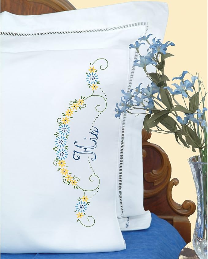 Jack Dempsey Stamped Pillowcases with White Perle Edge, His