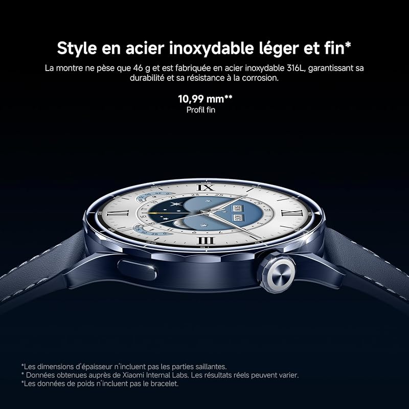 Watch S5 46 mm, Montre connectée, Autonomie de 21 Jours, GPS, Noir