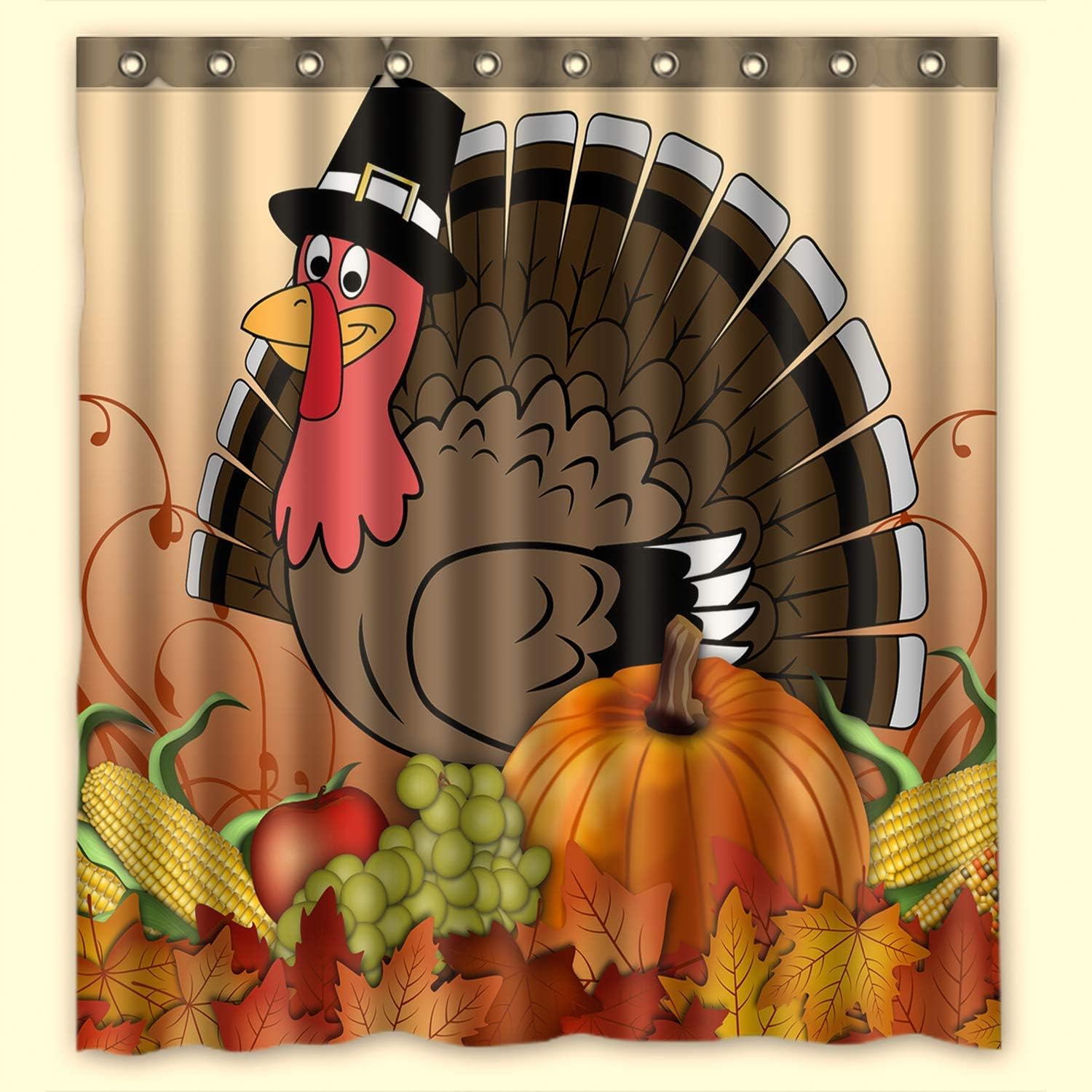 Amazon Com Thanksgiving Turkey With Pumpkin Waterproof Bathroom Fabric Shower Curtain Bathroom Decor 66 Home Kitchen