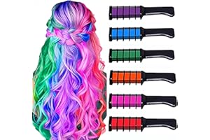 RCXNM Temporary Hair Color Comb Set, 6 Vibrant Colors, Hair Chalk Applicator for Instant Hair Dyeing