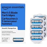 Amazon Essentials 5-Blade MotionSphere Razor Refills for Men with Dual Lubrication and Precision Beard Trimmer, 8 Cartridges (Fits Amazon Essentials Razor Handles only) (Previously Amazon Basics)