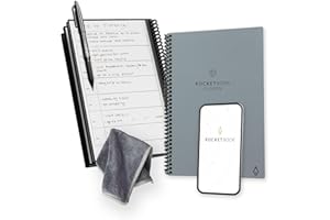 Rocketbook Fusion Reusable Undated Productivity Planner, Executive Size 6x8.8, Gray - Goals, Monthly and Weekly Calendar, Daily To-do List, Lined and Dotted Notes Pages