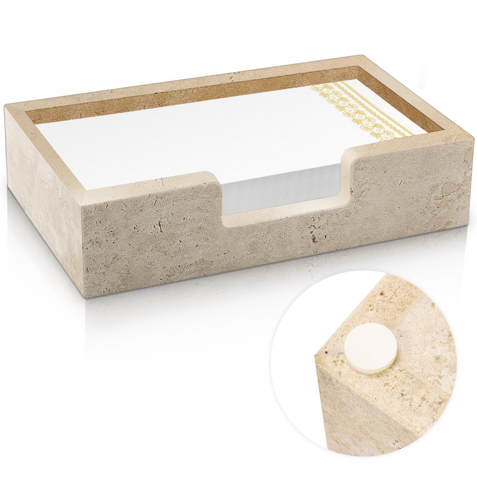 Photo 1 of Beeveer Natural Travertine Guest Towel Holder Disposable Napkin Tray Dinner Paper Hand Basket for Bathroom Kitchen Restaurant Table Countertop(Guest Towel Tray)
