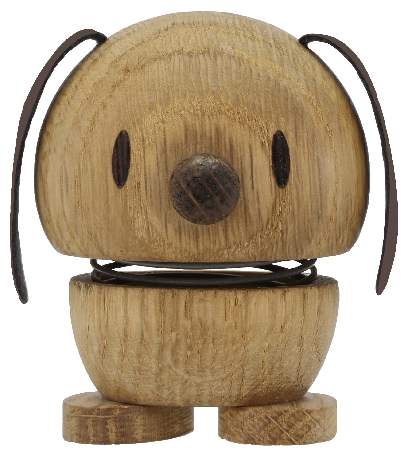 Hoptimist Wooden Dog Figure – Wobbly Desk Pet – Fun Office Gadget – Collectible Gift for Men and Women – Danish Design – 6.9 x 5.9 cm – Small – Oak