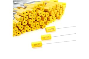 STYLIGHT - 100 Cable Seals, Wire Truck Seals, Metal Seals, Shipping Seals, Anti-Tamper Steel Seals, Pull Tight High Security Seals, Truck Seals, Trailer Seals (100, Yellow)